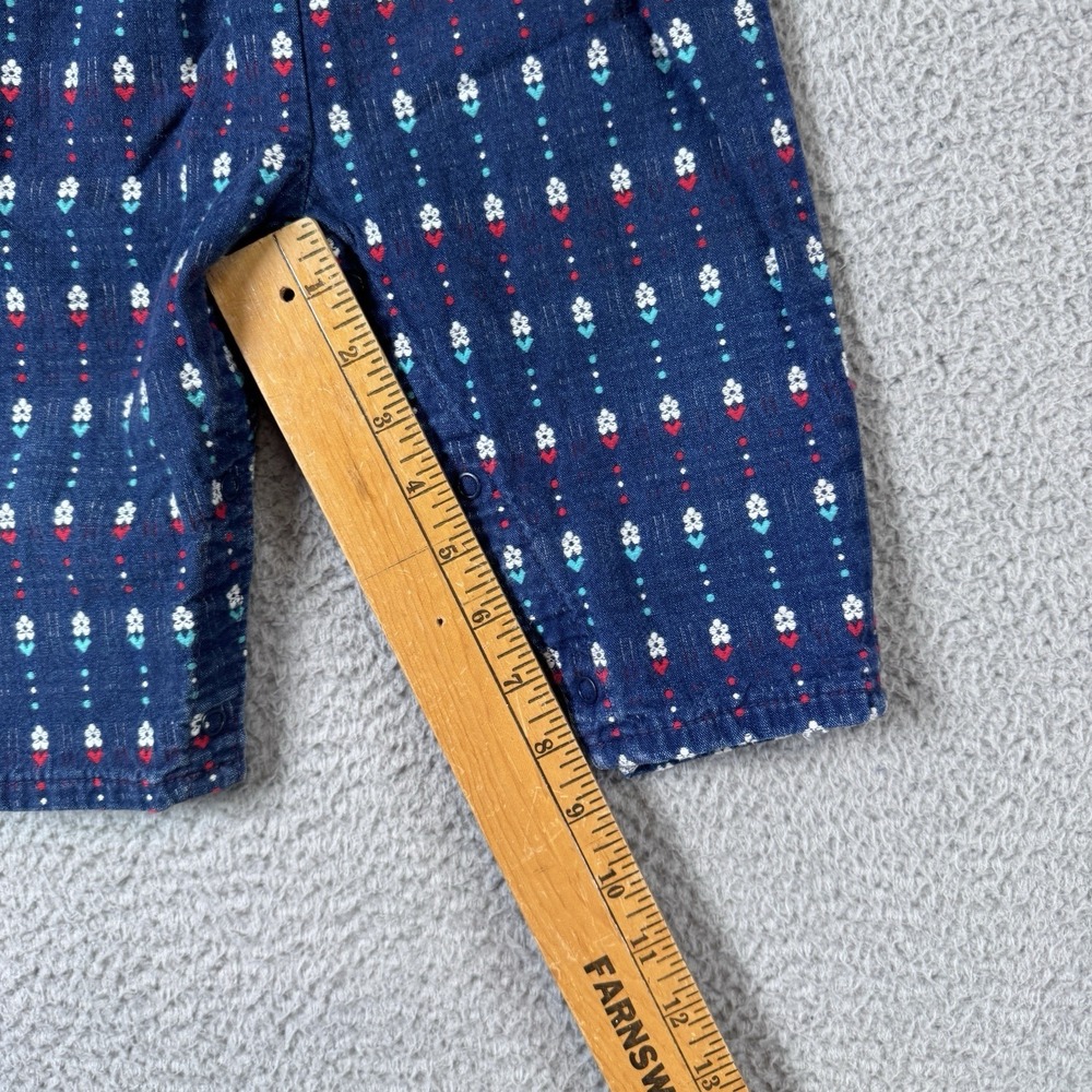 Vintage Oshkosh Overalls Girls 18M Blue Bow Embroidered Vestbak Floral USA Made - Picture 9 of 16